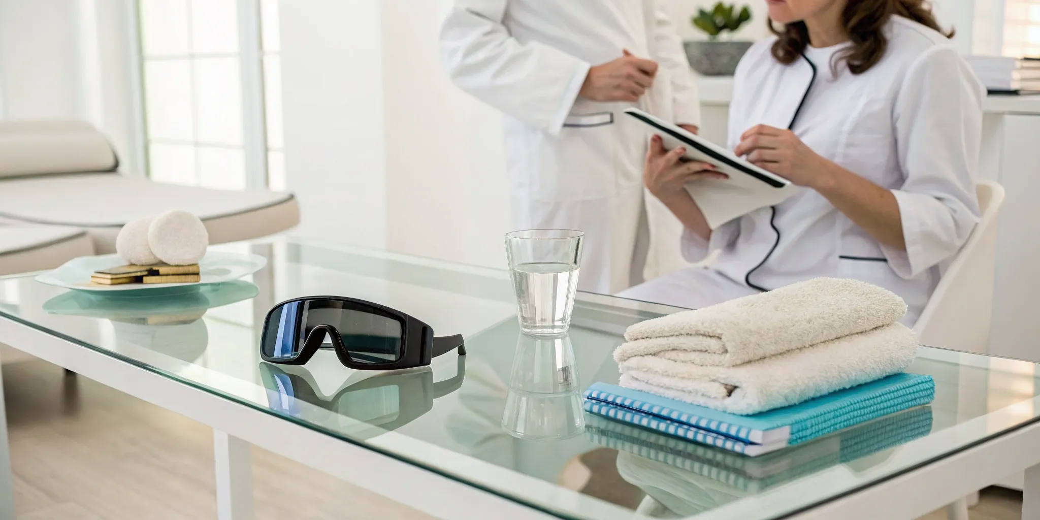 A professional clinic setup for a consultation on laser hair removal package deals.