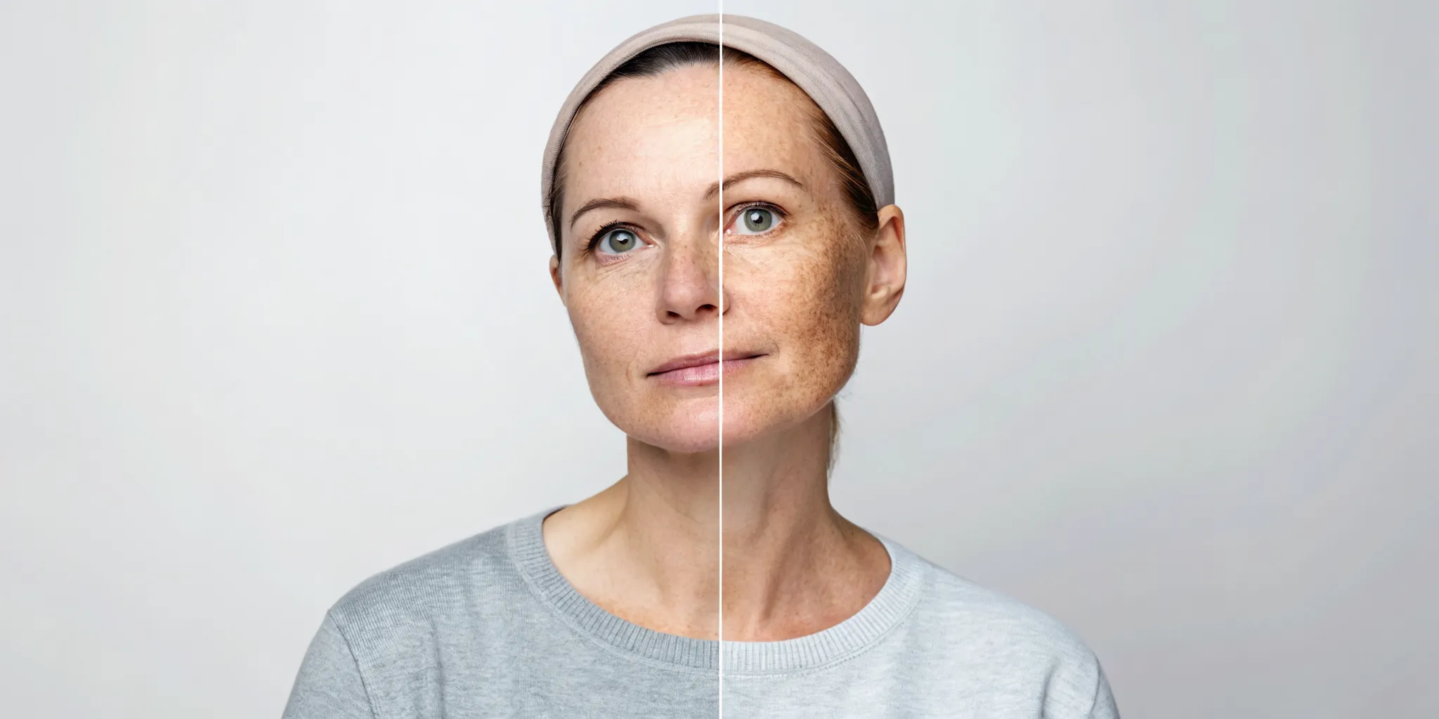 Before and after Laser Genesis treatment for reduced redness, smoother texture, and a brighter complexion.