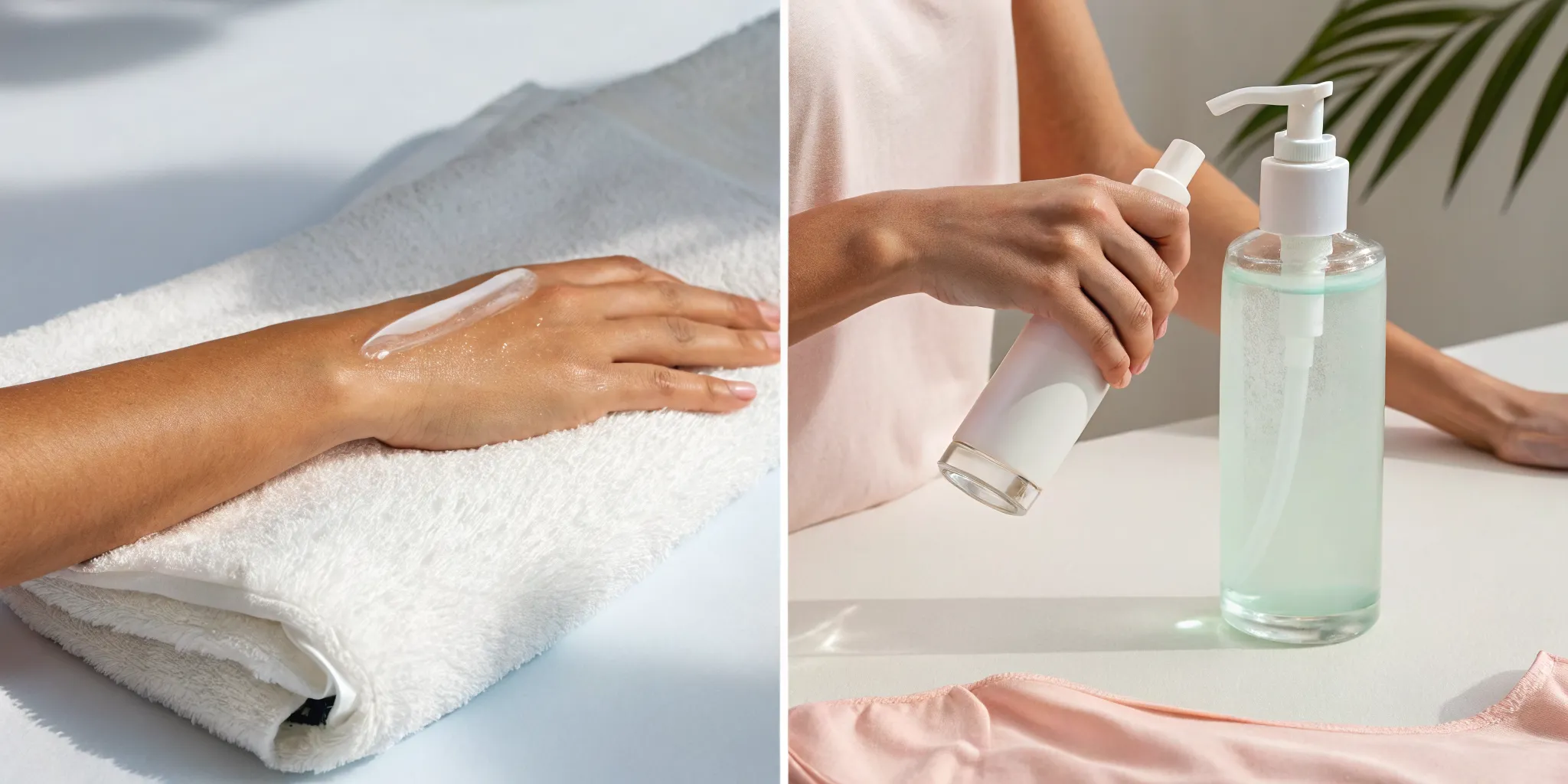 Hand gently applying moisturizer to skin for laser hair removal aftercare.