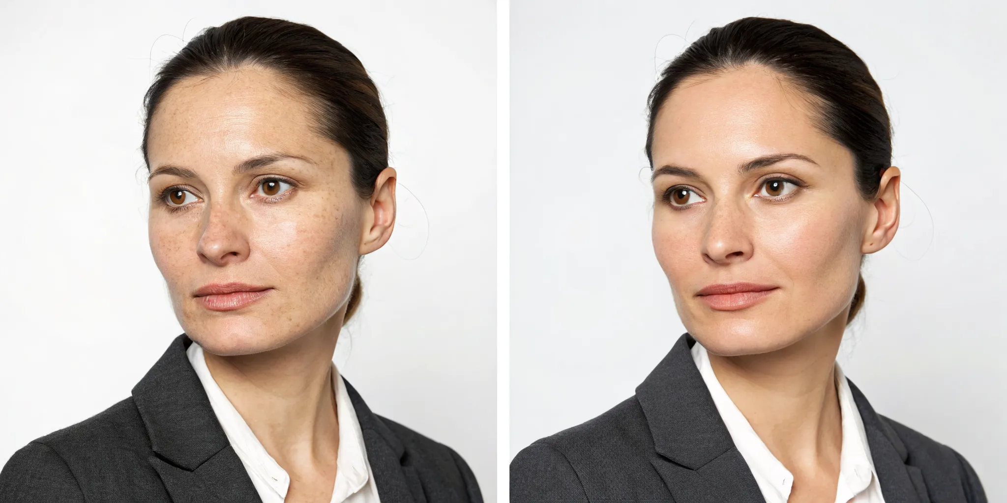 Before and after skin rejuvenation showing smoother texture and more even skin tone.